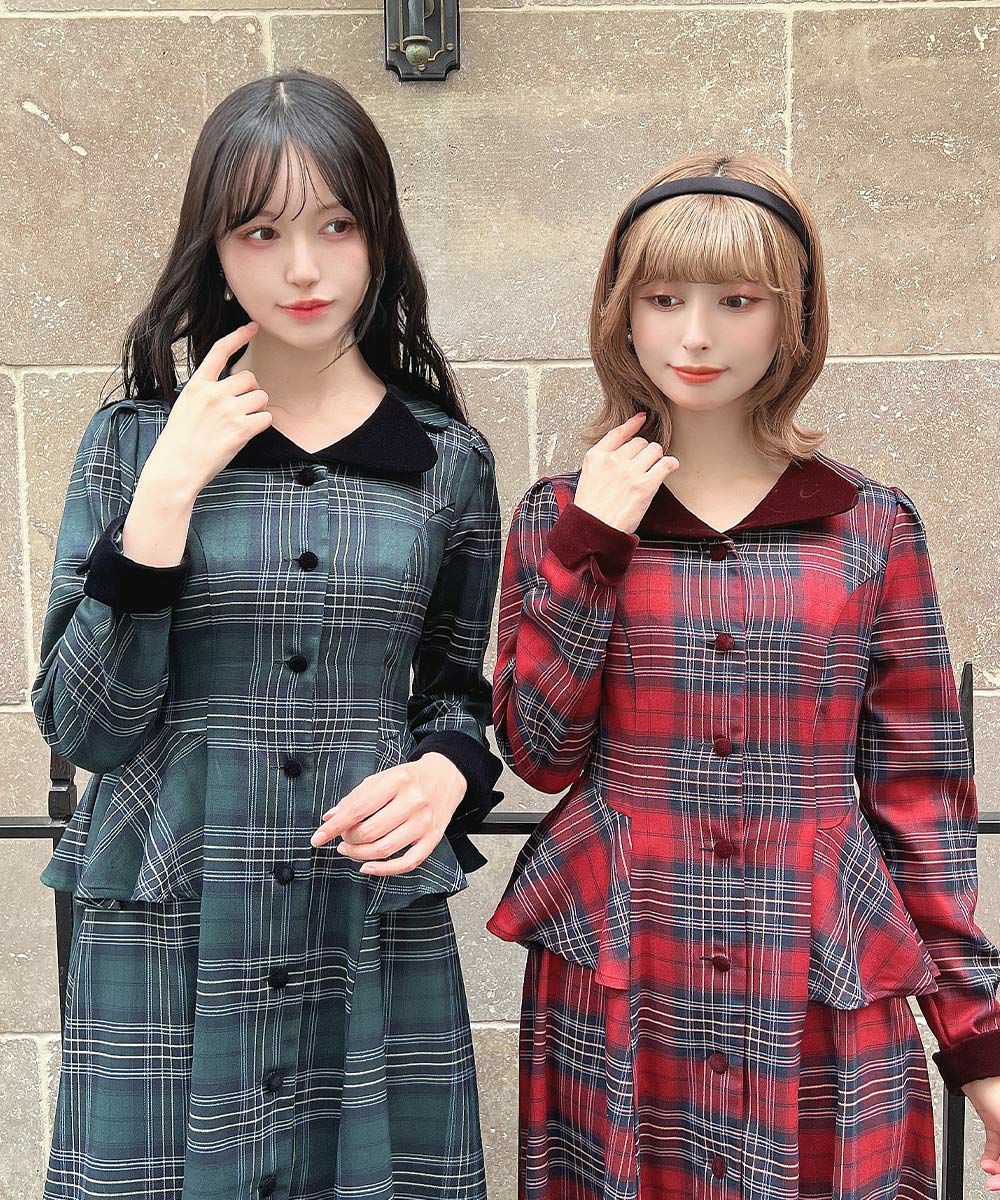 左：green×navy / 157cm, 右：bordeaux×navy / 152cm