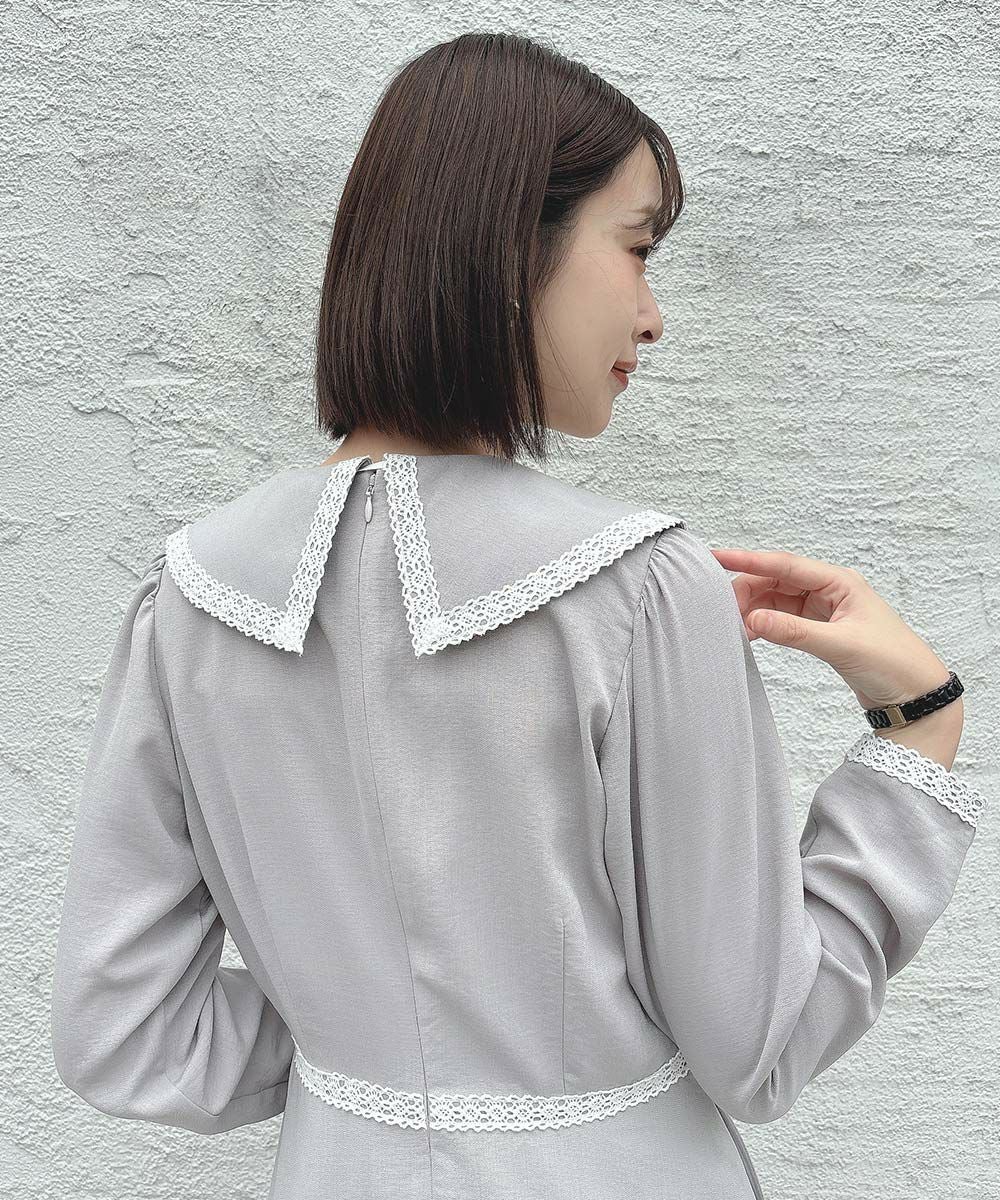 □トーションレース使い刺繍衿ワンピース/an another angelus