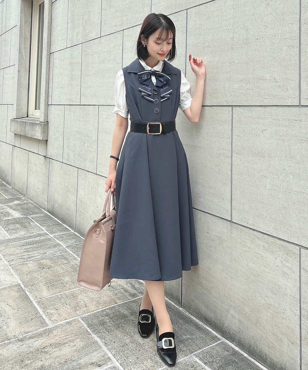 スカーフ風ラッフルリボンタイ付きブラウス/an another angelus