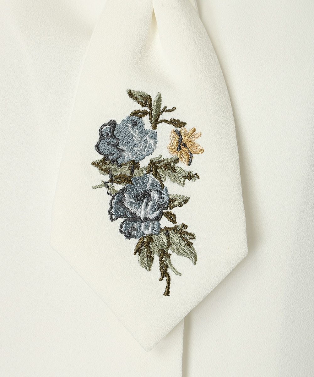 ローズ刺繍ショールカラーネクタイブラウス/an another angelus