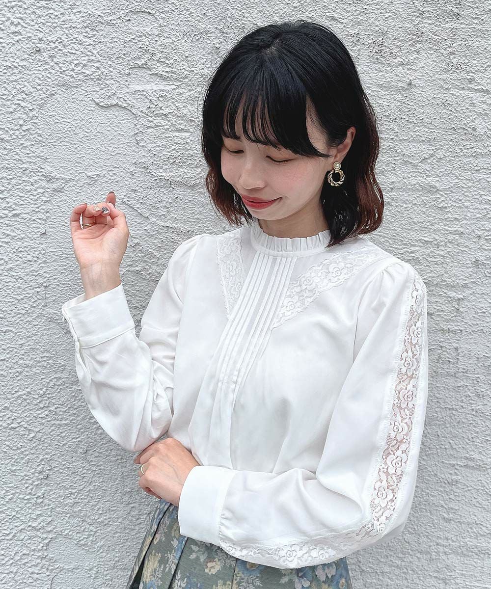 フロントピンタックレース使いブラウス/an another angelus