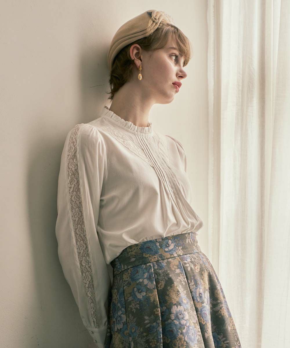 フロントピンタックレース使いブラウス/an another angelus