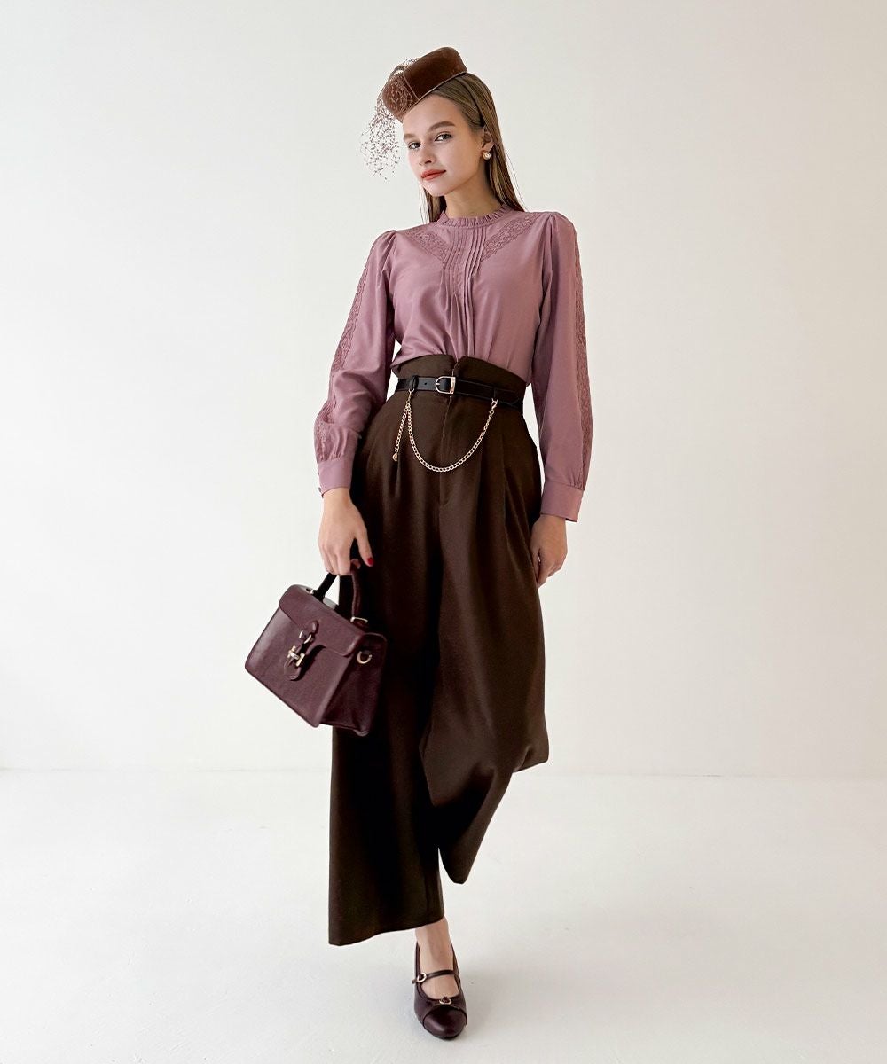 フロントピンタックレース使いブラウス/an another angelus