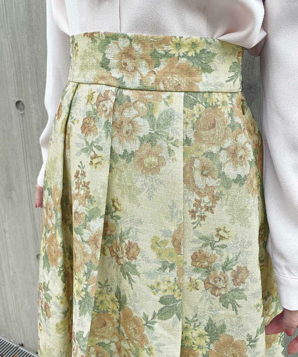 ゴブラン風プリントタックスカート/an another angelus [55BG02p003