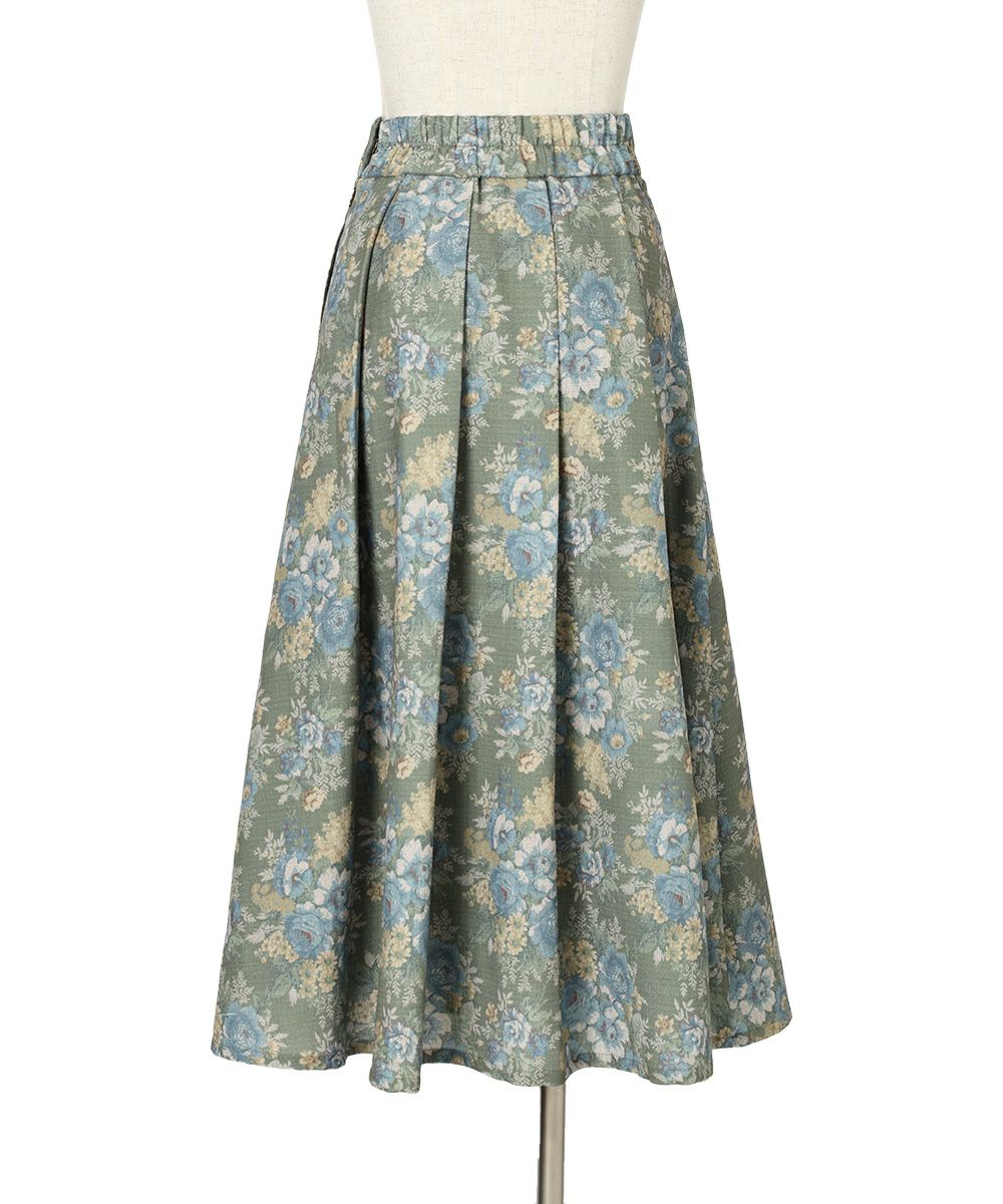 ゴブラン風プリントタックスカート/an another angelus [55BG02p003