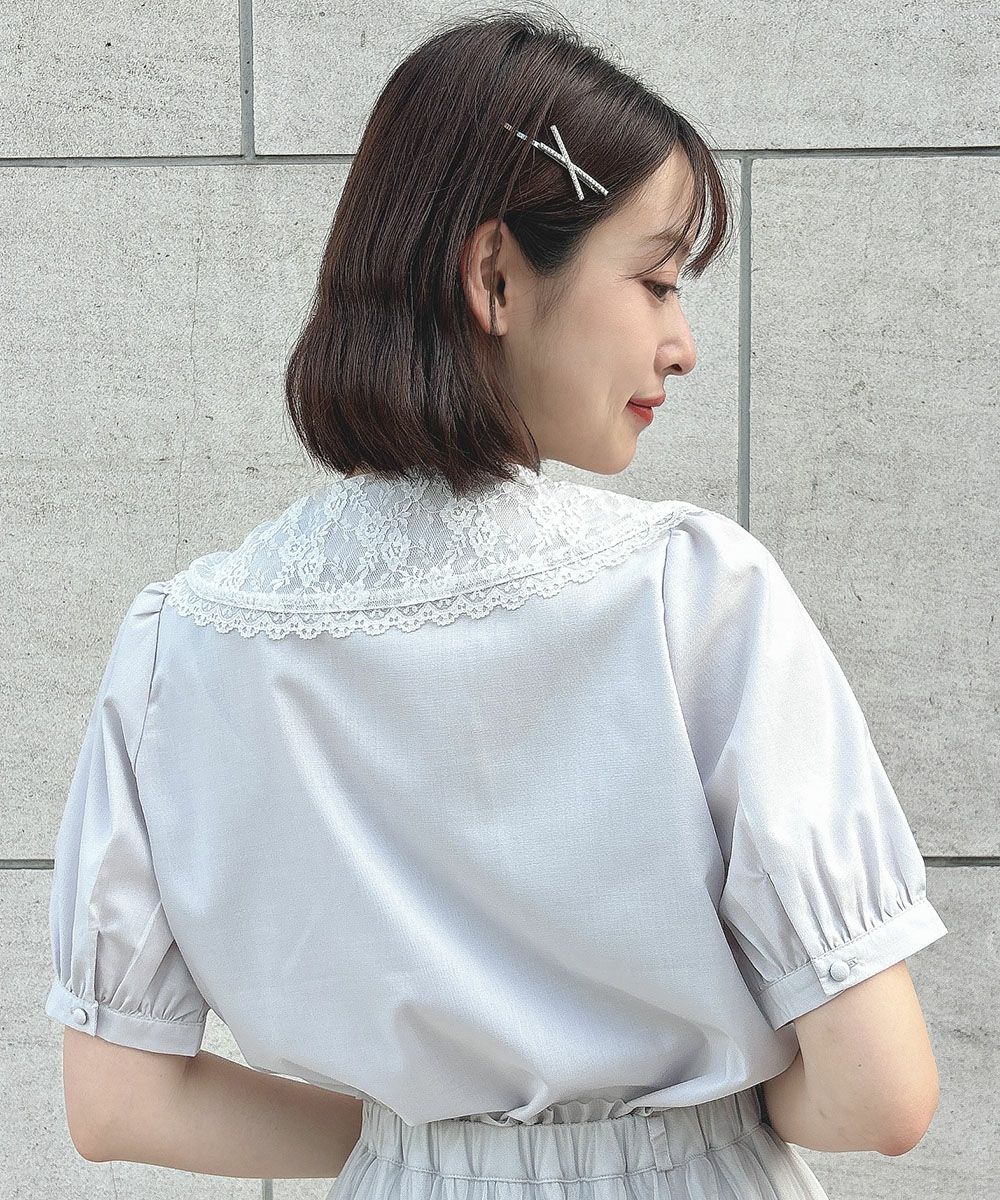 □ローズ刺繍チュールレース衿ブラウス/F i.n.t [54AF02g021] | F