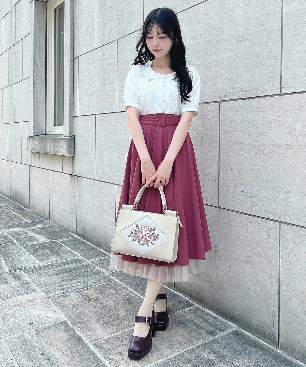 □ローズ刺繍チュールレース衿ブラウス/F i.n.t [54AF02g021] | F