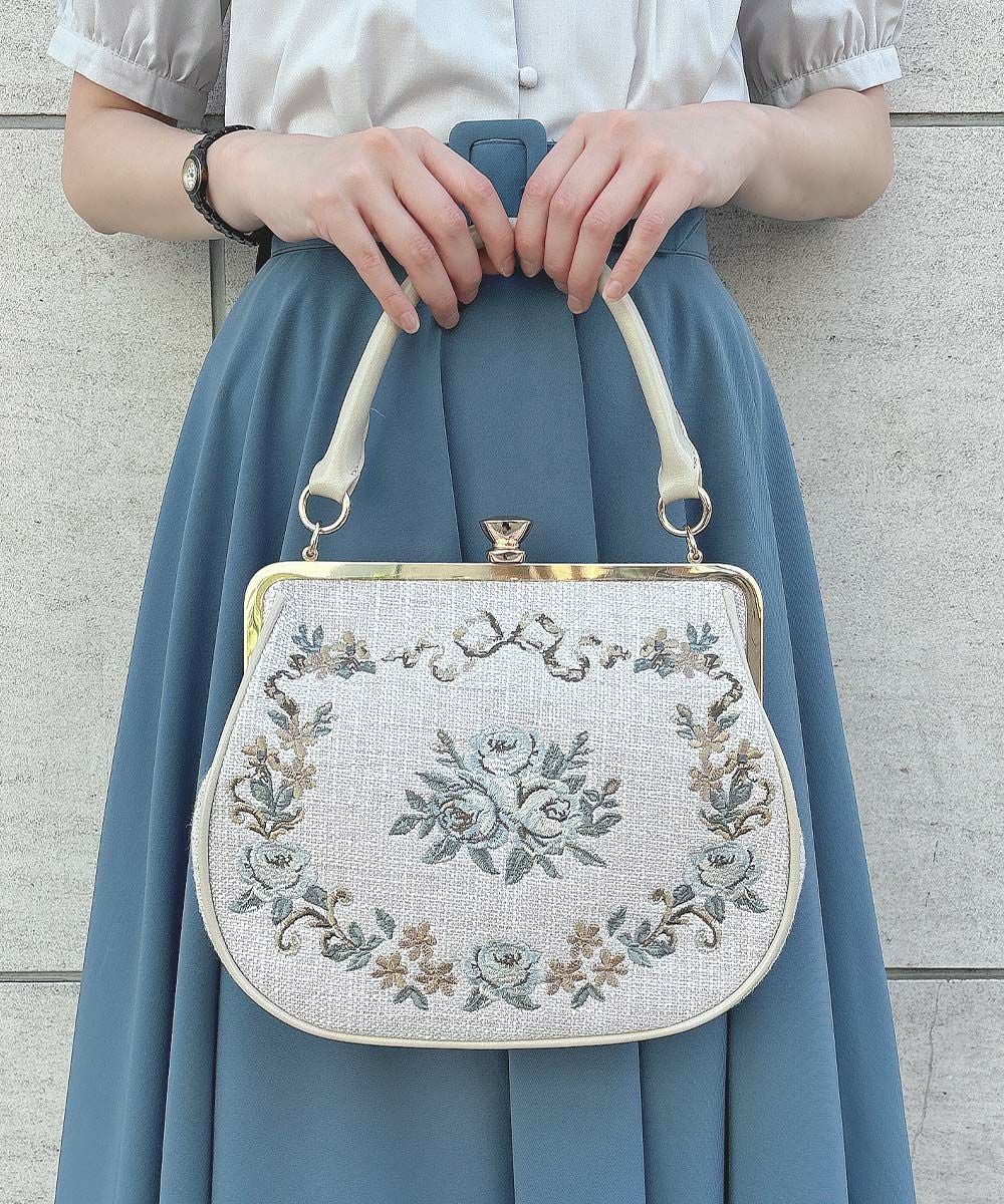 □リボンローズ刺繍がま口バッグ/an another angelus [54BC05a006] | F