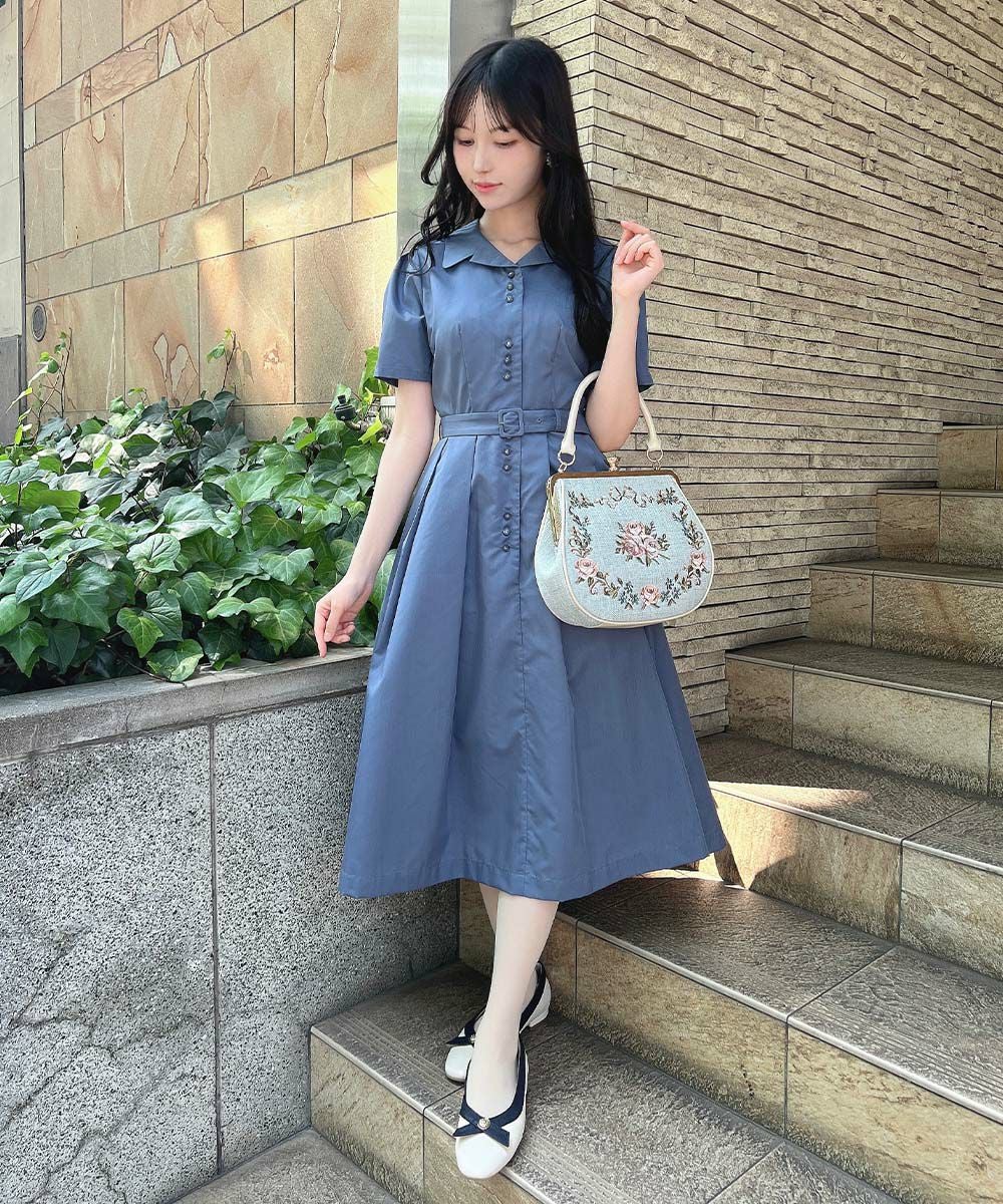 □リボンローズ刺繍がま口バッグ/an another angelus [54BC05a006] | F