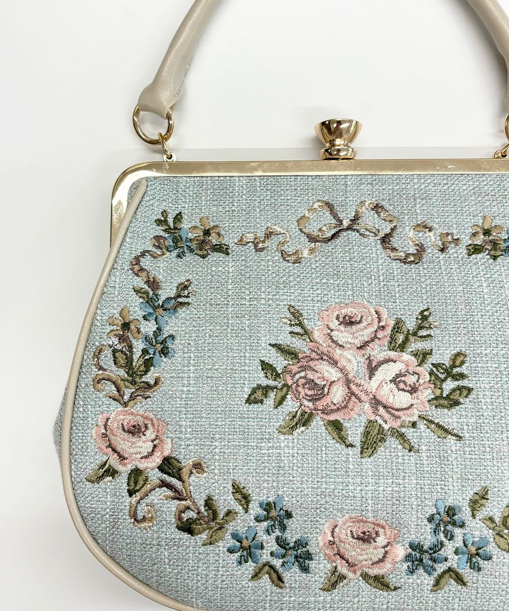 □リボンローズ刺繍がま口バッグ/an another angelus [54BC05a006] | F