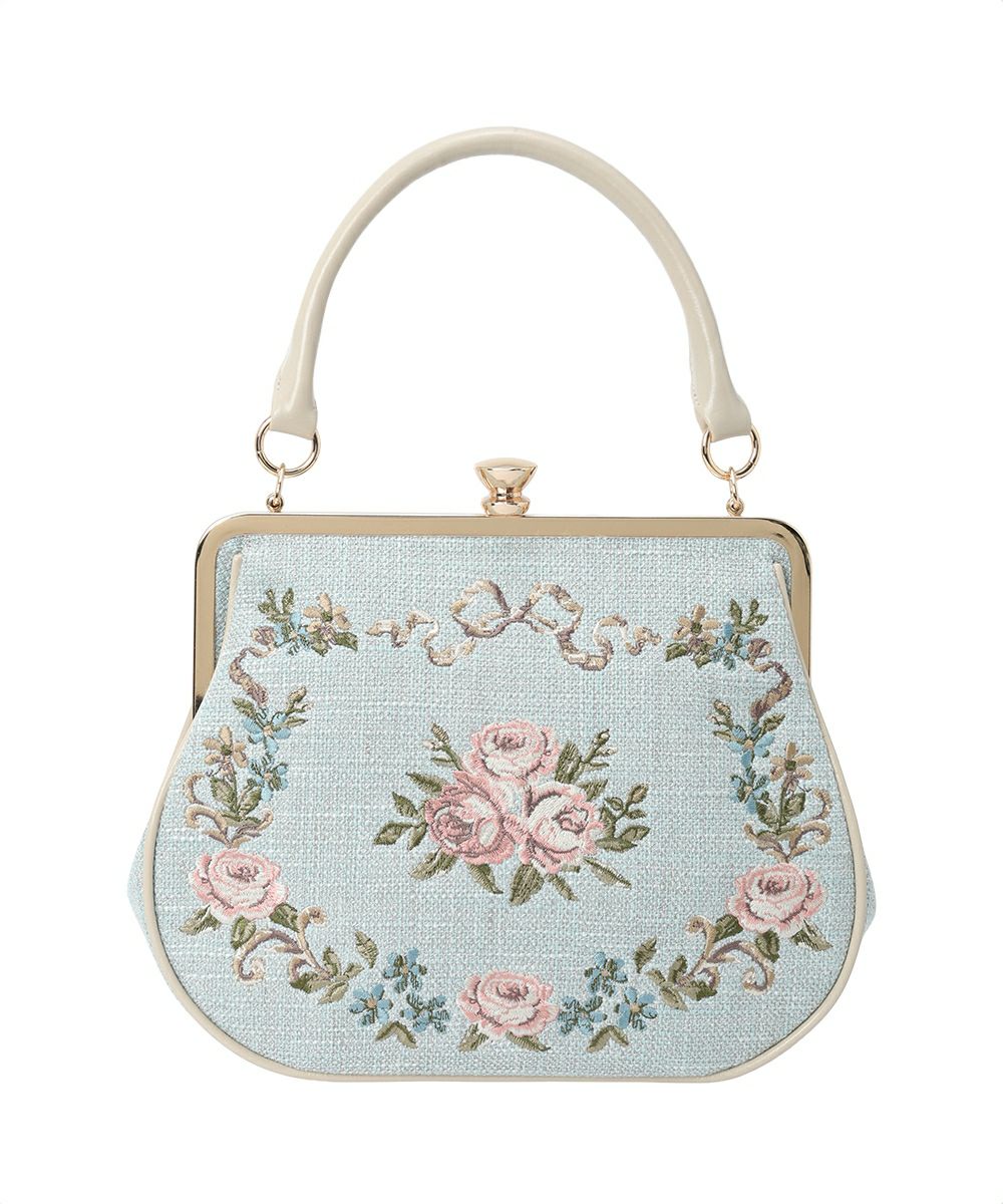 □リボンローズ刺繍がま口バッグ/an another angelus [54BC05a006] | F