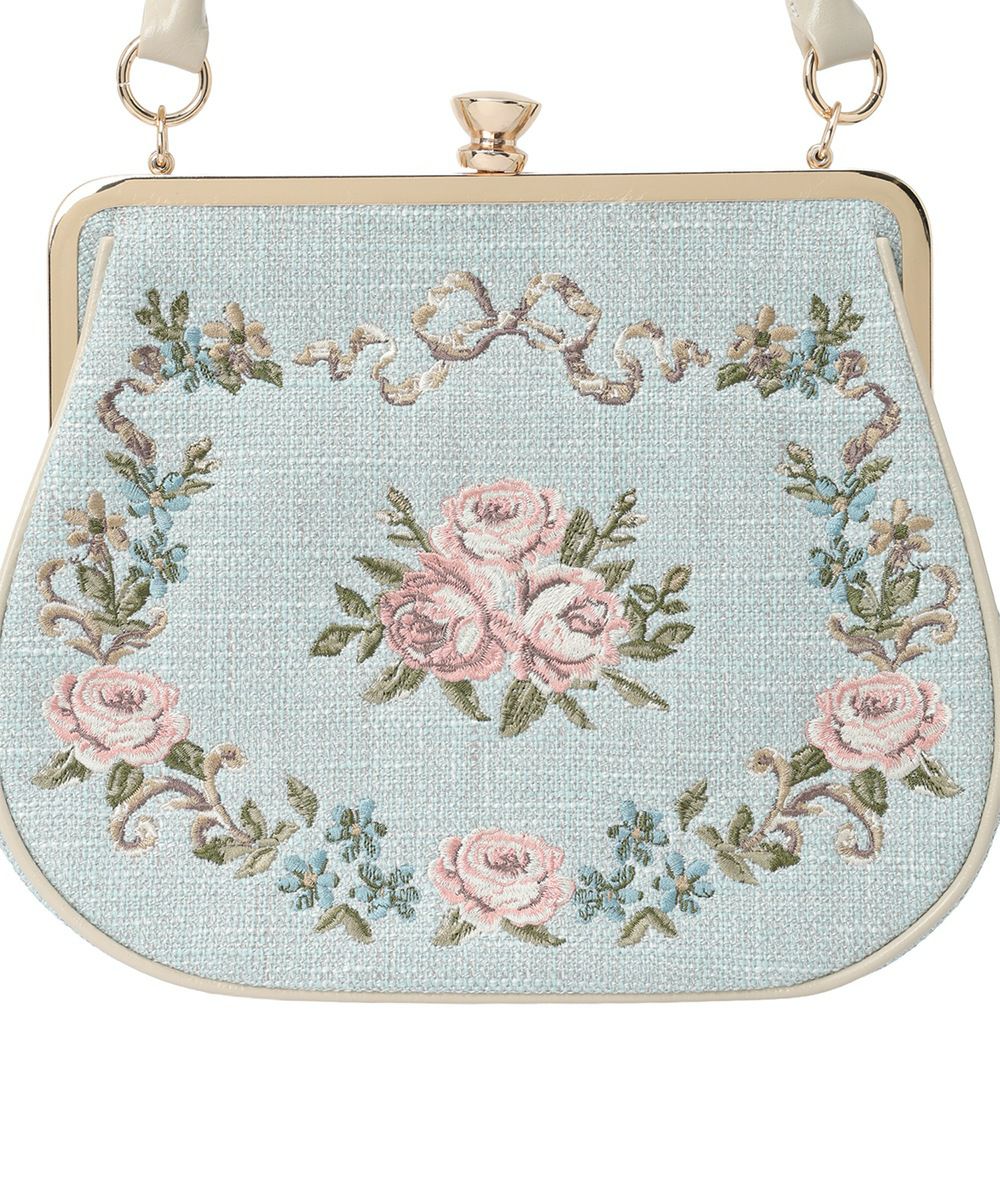 □リボンローズ刺繍がま口バッグ/an another angelus [54BC05a006] | F