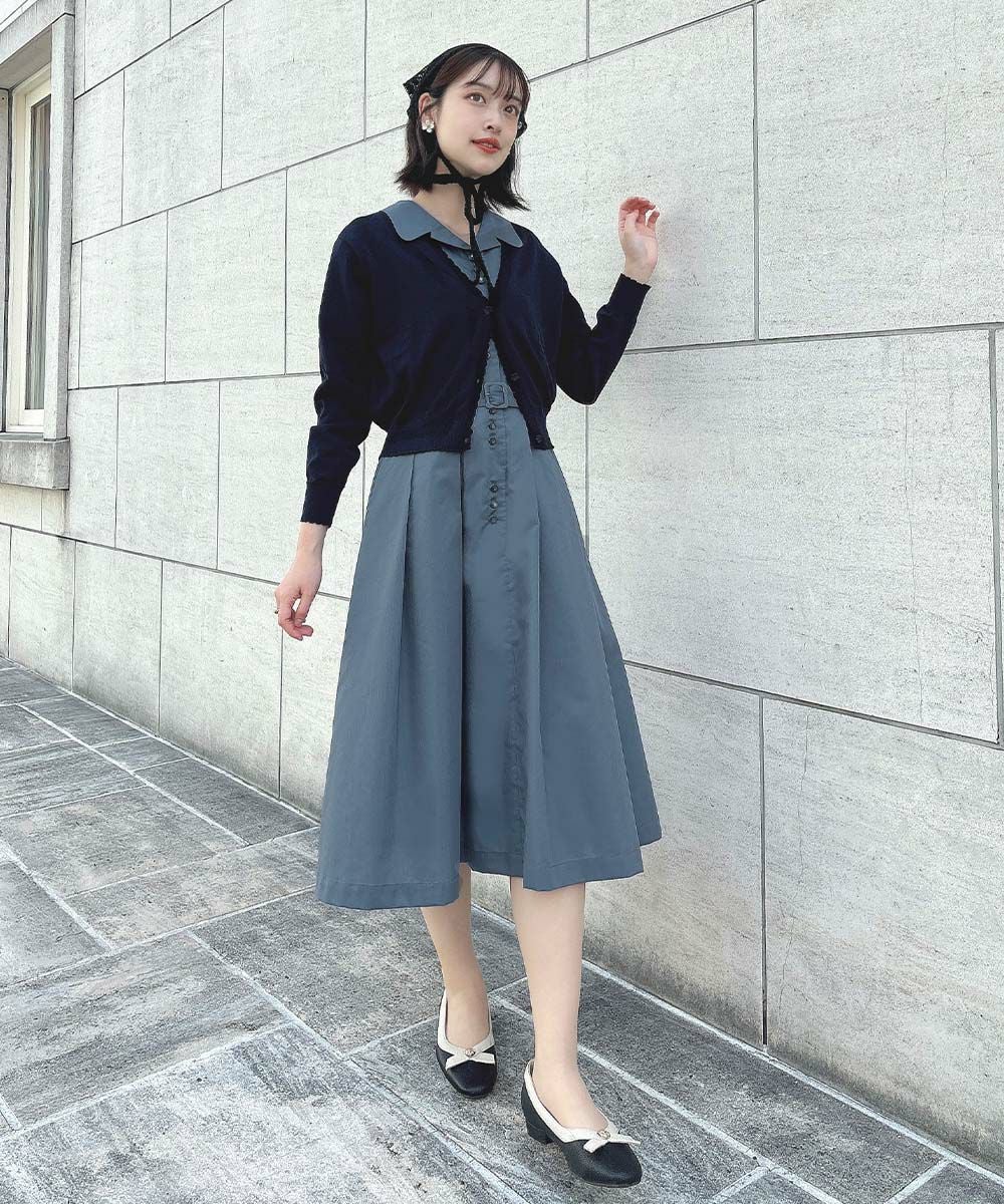 □レトロ釦使い開衿シャツワンピース/an another angelus [54BE02g006