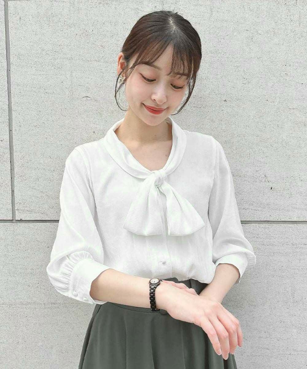 □ショールカラーボウタイブラウス/an another angelus [54BF02i013