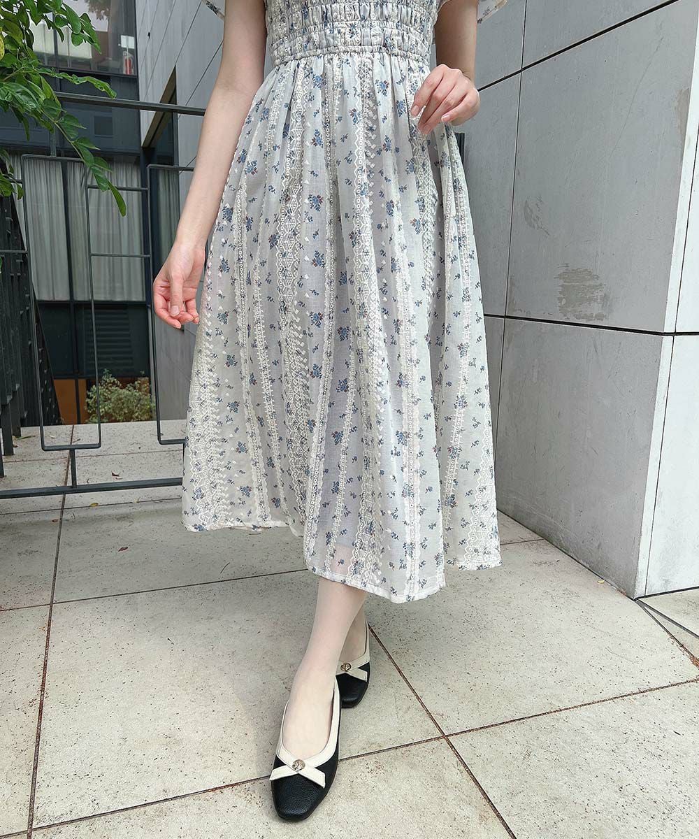 フリル使い小花柄シャーリングワンピース/F i.n.t [55AE02g008] | F