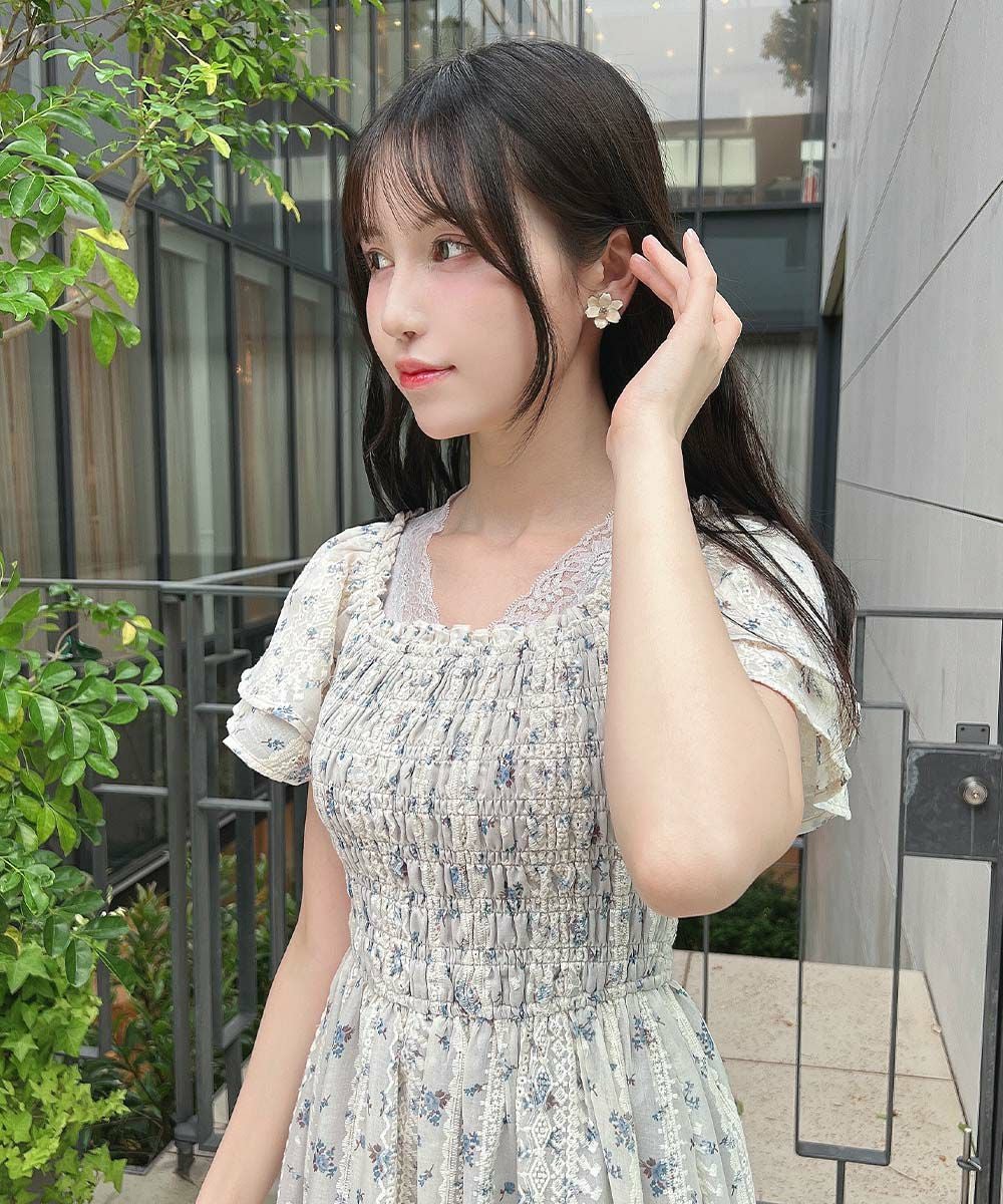 □フリル使い小花柄シャーリングワンピース/F i.n.t [55AE02g008] | F