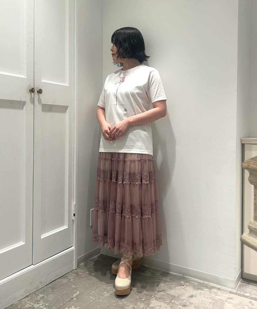 Made in Japan】ラインフラワープリントT/an another angelus