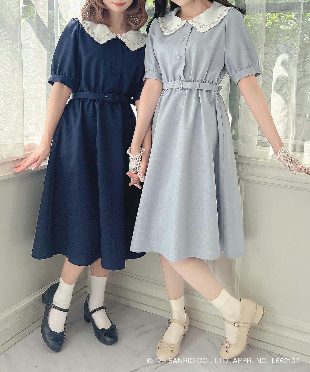 □ビッグクレリックカラー5分袖ワンピース/シナモロール/F i.n.t
