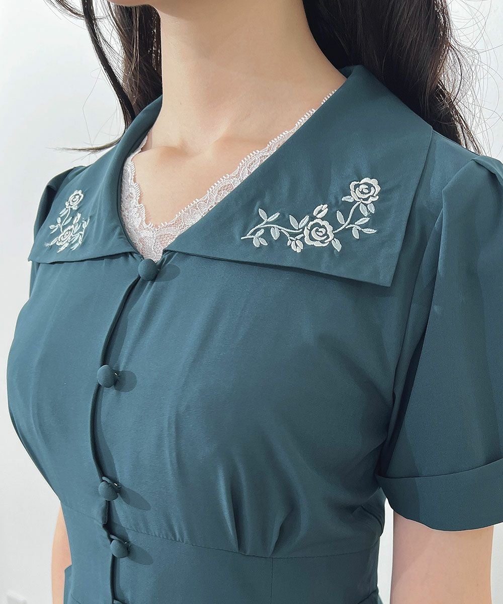 □ローズ刺繍衿ワンピース/an another angelus [55BE02h005] | F i.n.t