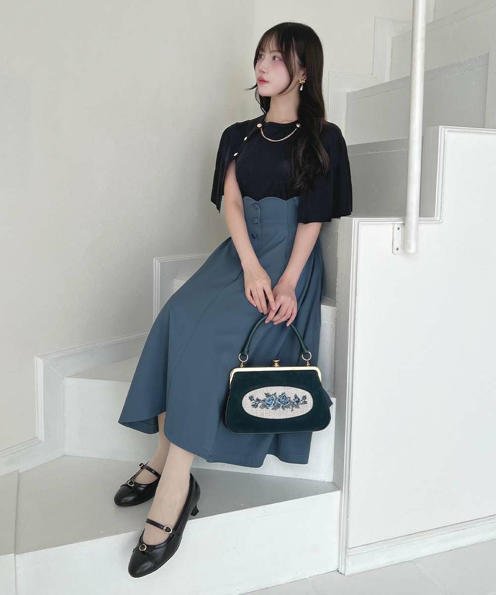 チェーン付きダブル釦2wayケープニット/an another angelus