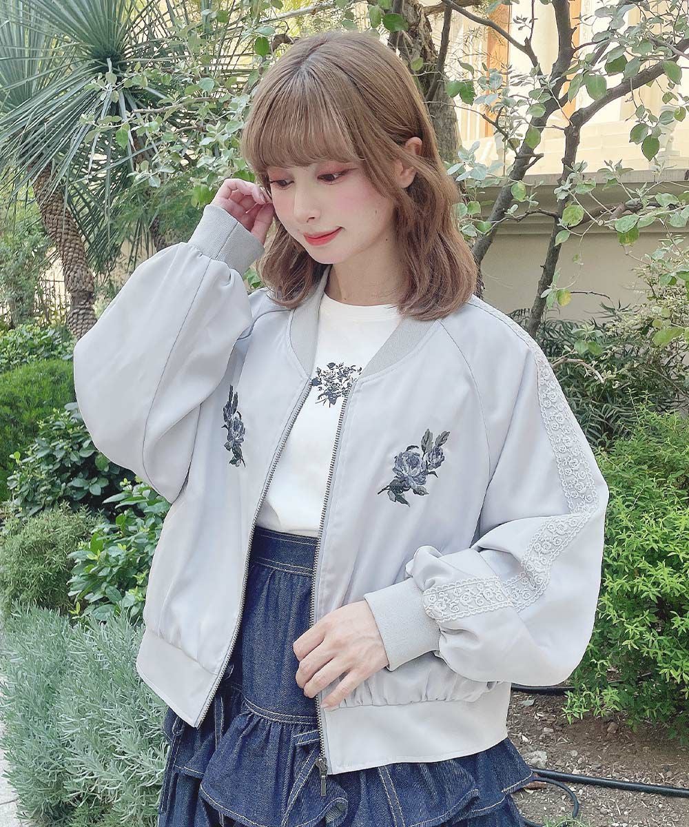 バックローズ刺繍サテンブルゾン/F i.n.t [55AD02j003] | F i.n.t公式