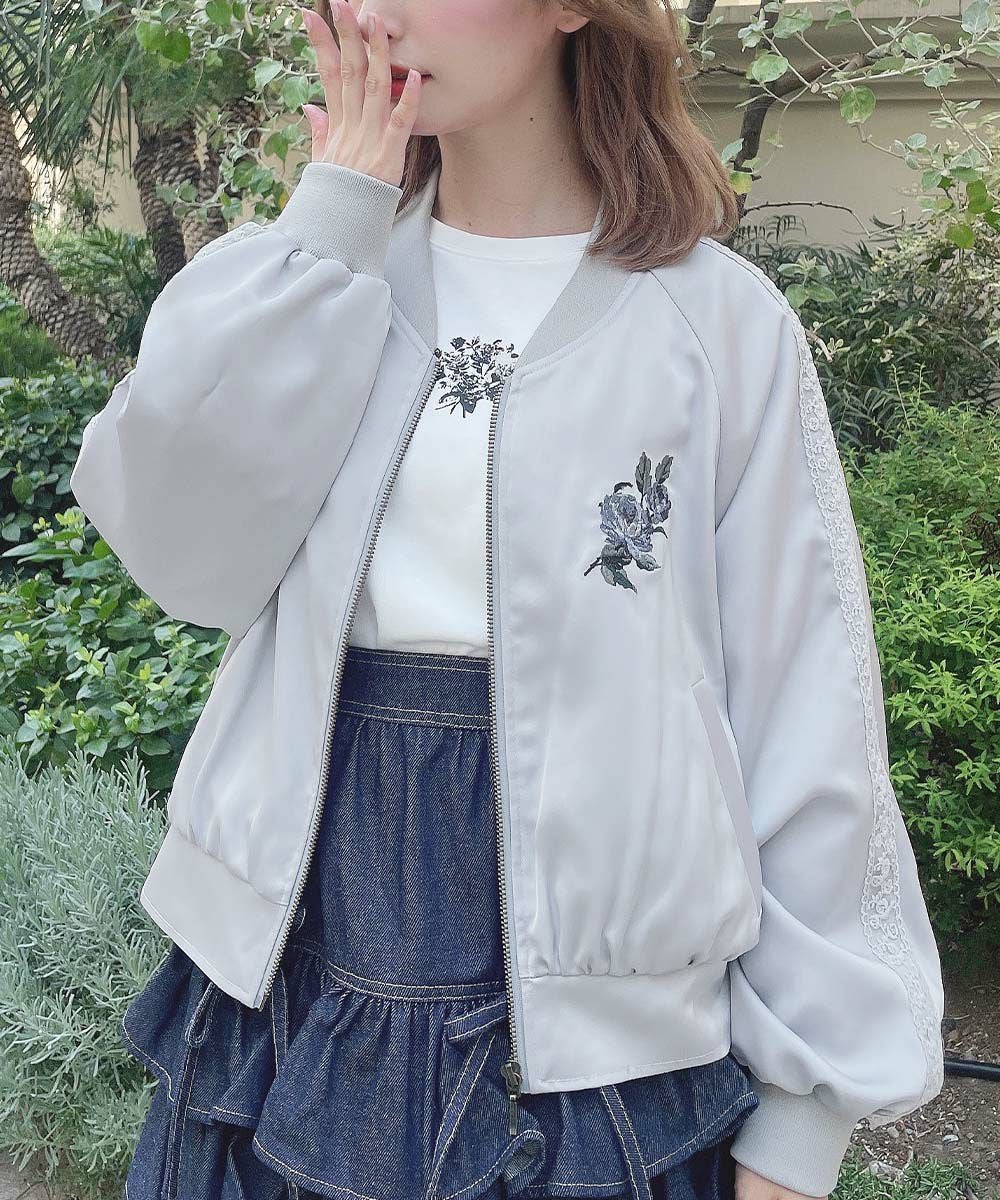 バックローズ刺繍サテンブルゾン/F i.n.t [55AD02j003] | F i.n.t公式