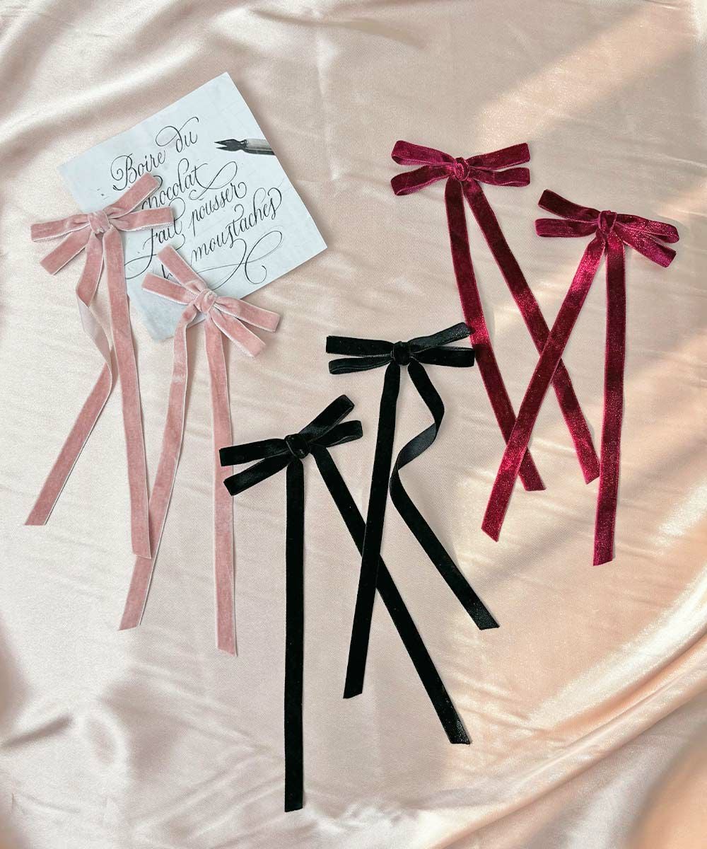 □ロゴ刺繍入りベロアリボンカチューシャ/F i.n.t [47AB17a003] | F