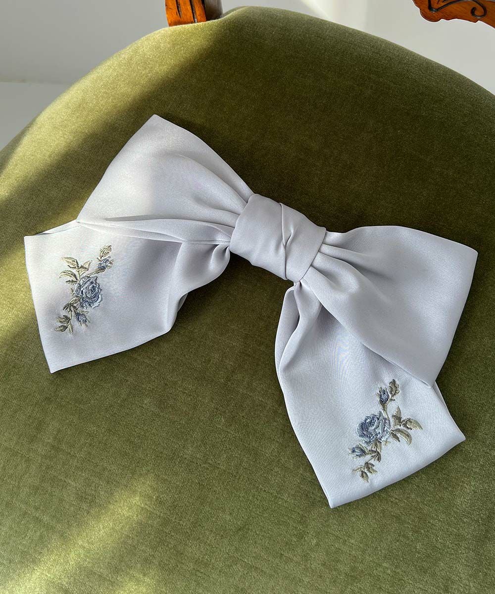 □ローズ刺繍ビッグリボンバレッタ/an another angelus [55BB17a002