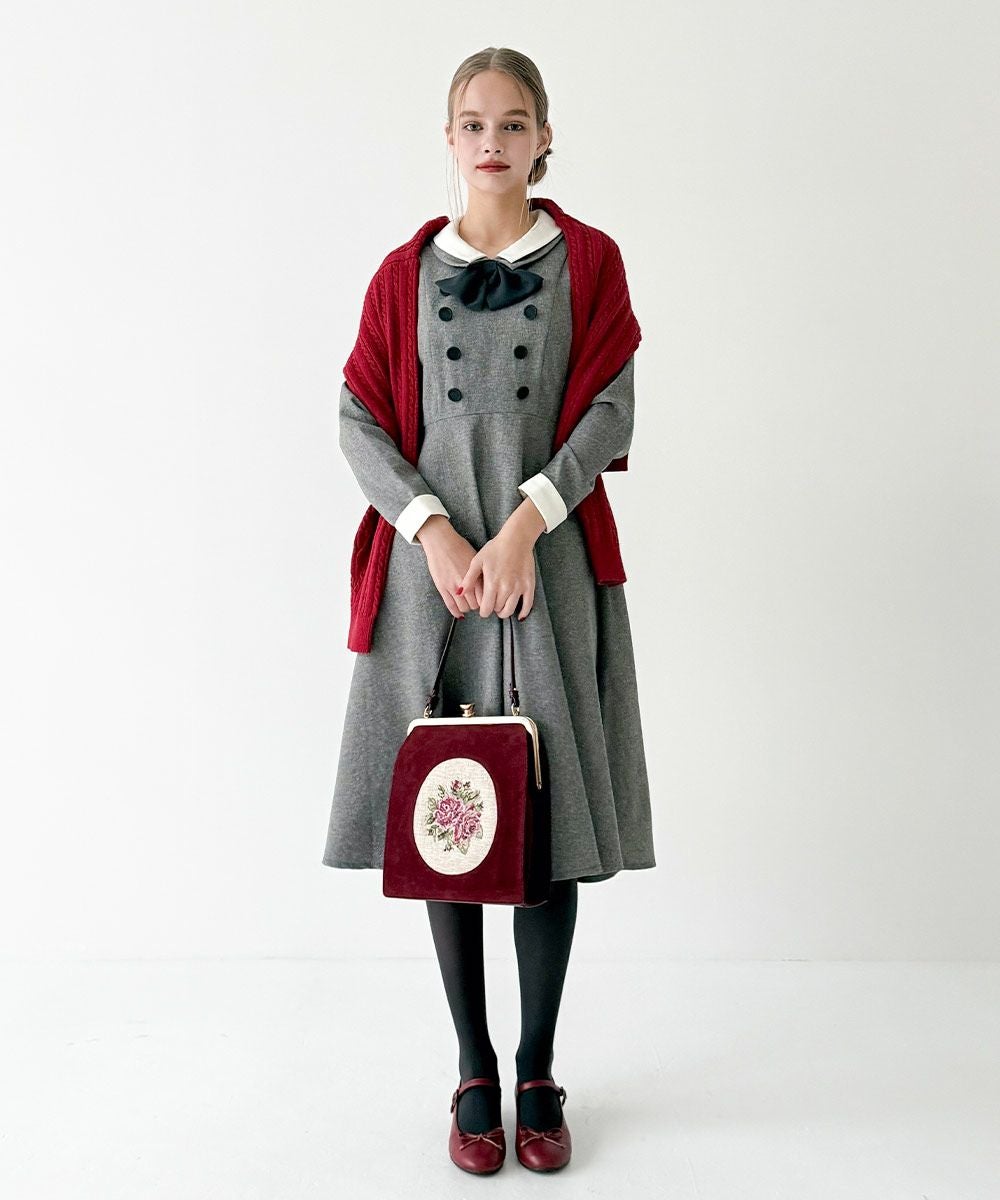 クレリックダブルカラータイ付きワンピース/an another angelus