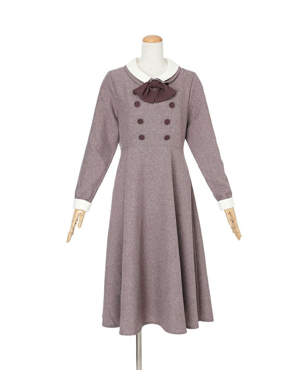 クレリックダブルカラータイ付きワンピース/an another angelus