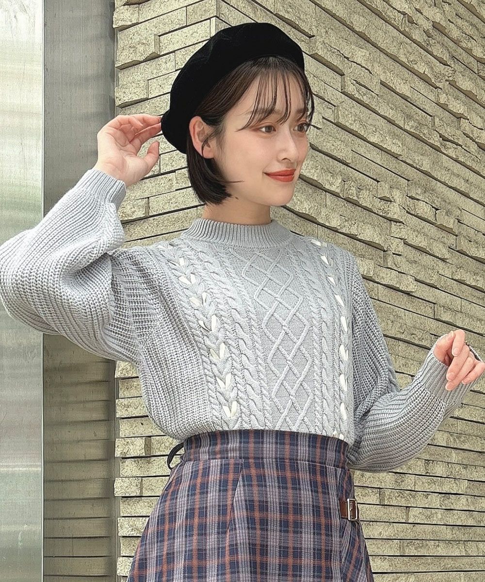 ダブルレースアップケーブルニットプルオーバー/F i.n.t [55AJ03j004