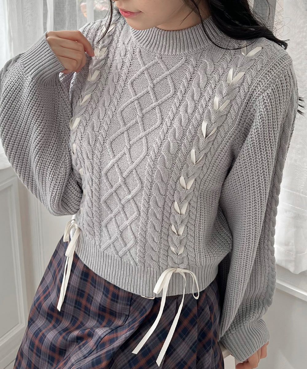 ダブルレースアップケーブルニットプルオーバー/F i.n.t [55AJ03j004