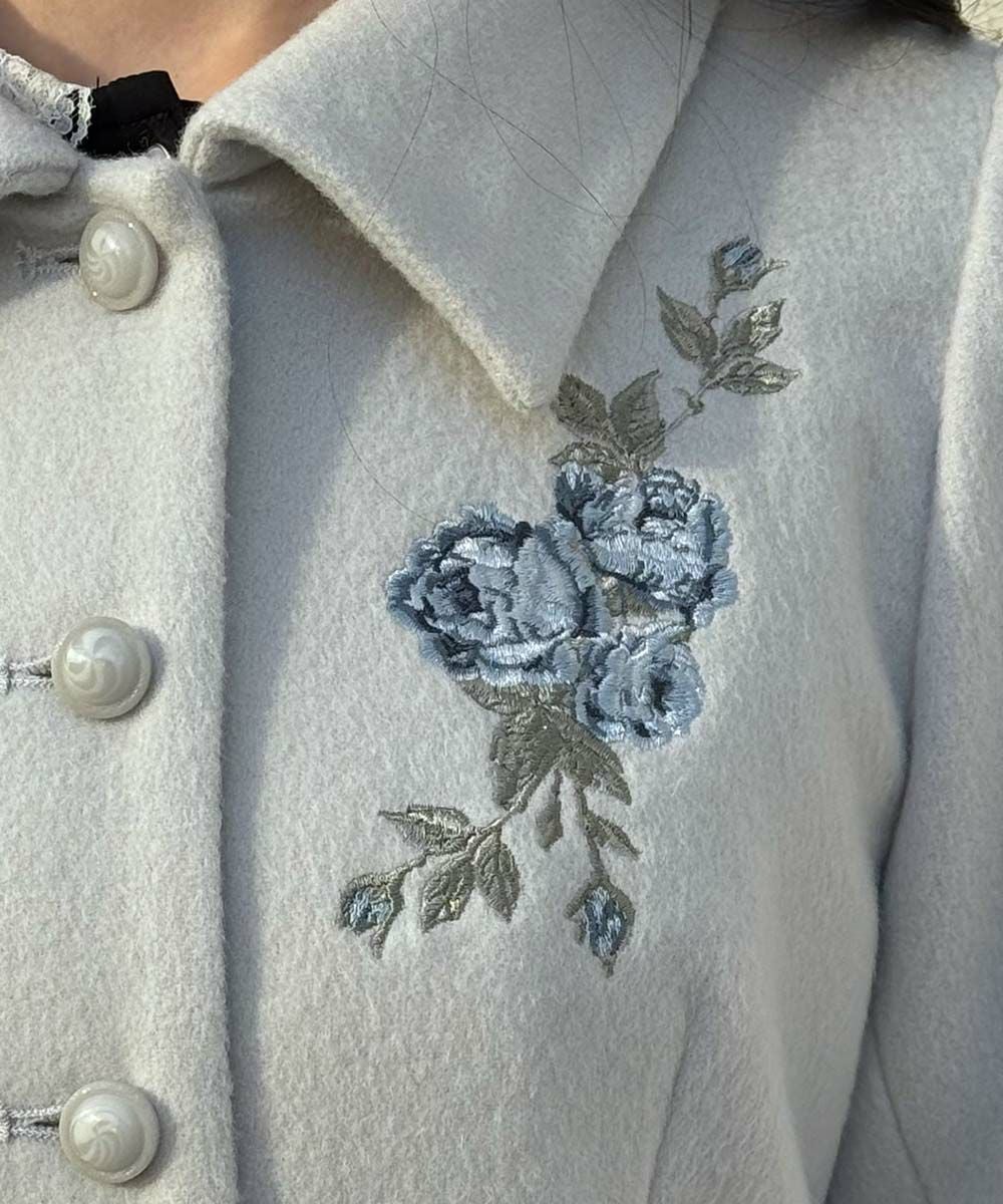 イングリッシュローズ刺繍ロングコート/an another angelus