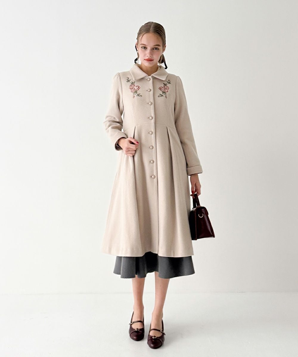 イングリッシュローズ刺繍ロングコート/an another angelus