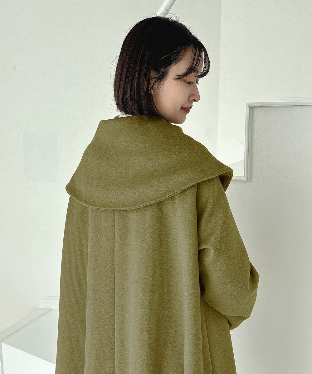 あったか素材】ローズ刺繍ビッグカラーオーバーコート/an another