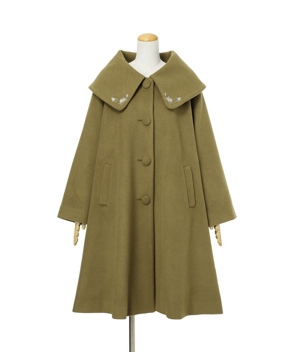 あったか素材】ローズ刺繍ビッグカラーオーバーコート/an another