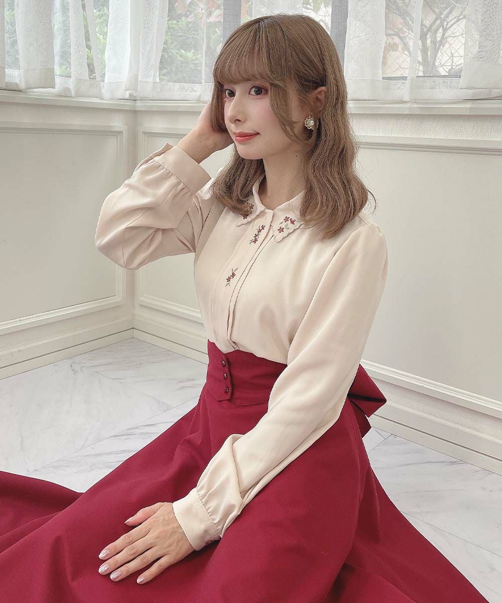 スカラップ衿フロント小花刺繍ブラウス/F i.n.t [55AF02j007] | F