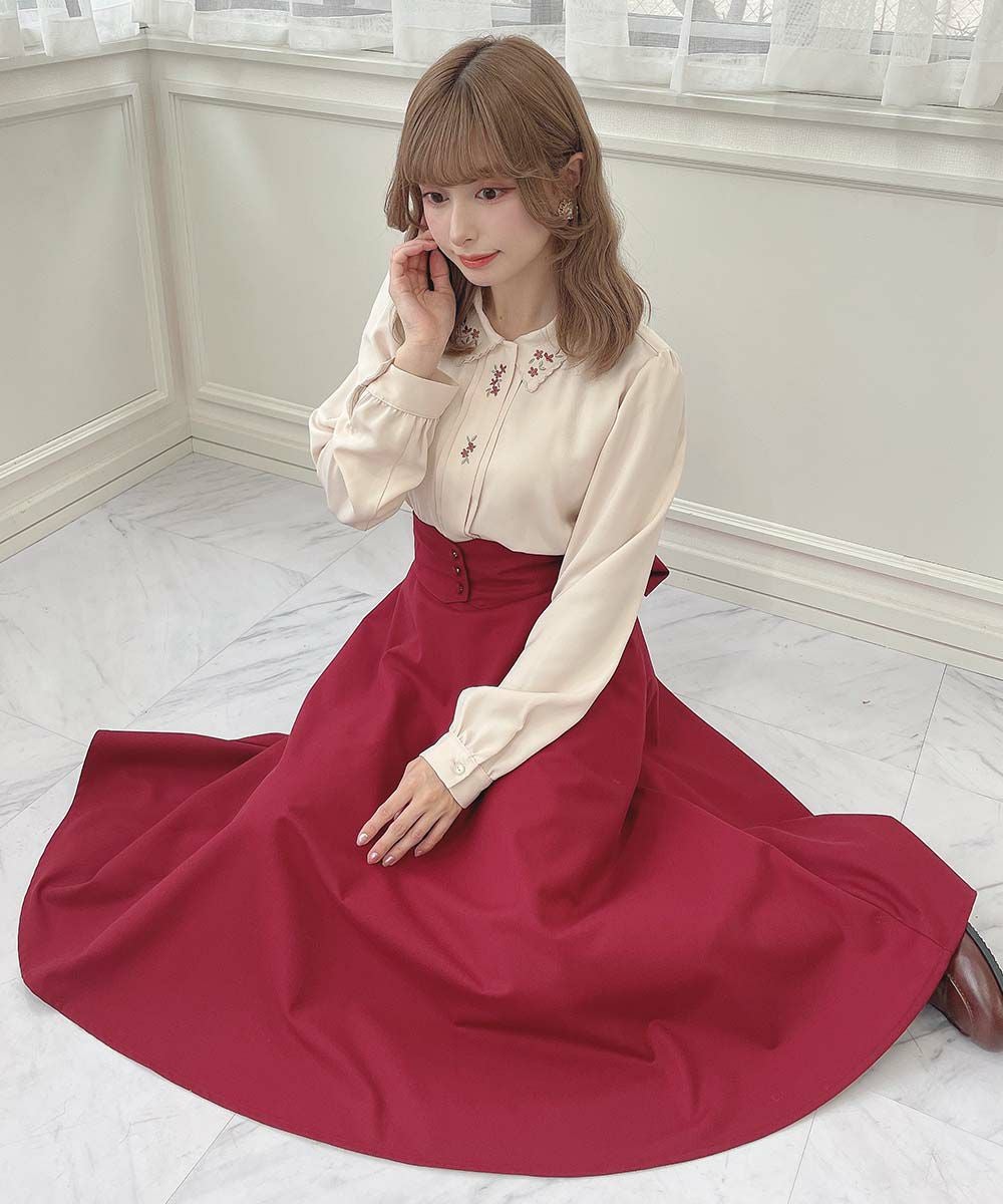 □スカラップ衿フロント小花刺繍ブラウス/F i.n.t [55AF02j007] | F