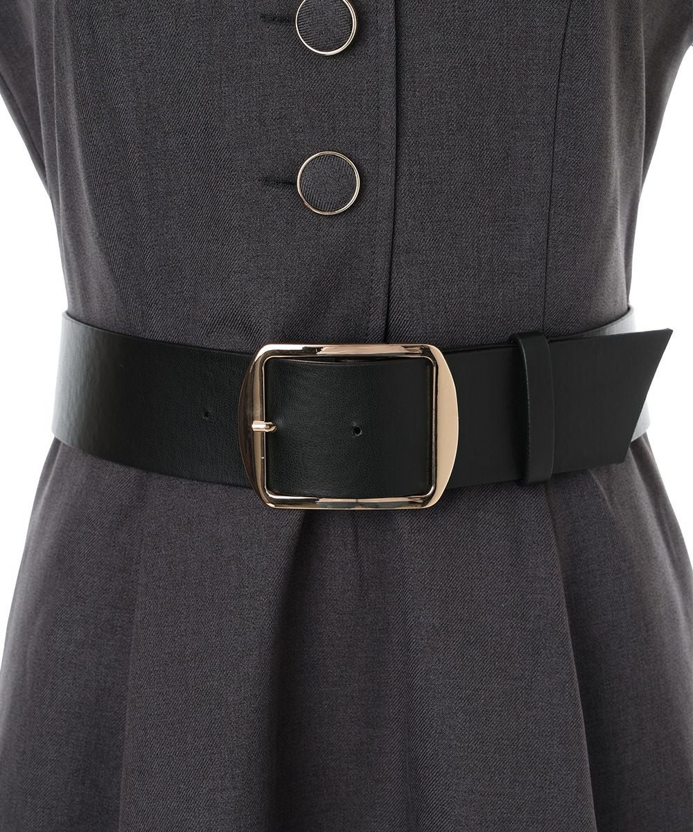 ベルト付きウールライク開衿ジレワンピース/an another angelus