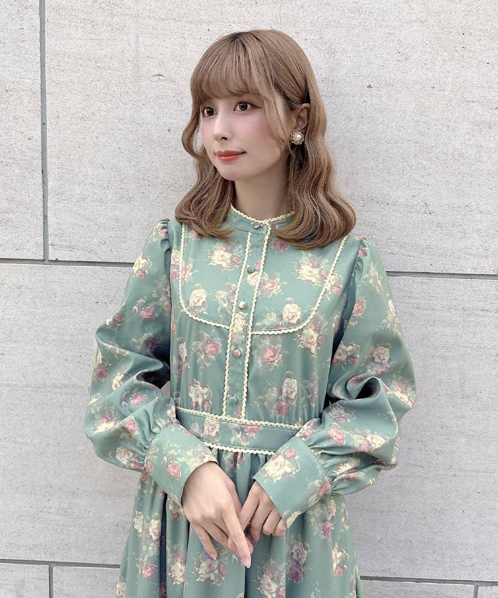 レース使いレトロ花柄ワンピース/F i.n.t [56AE02j015] | F i.n.t公式