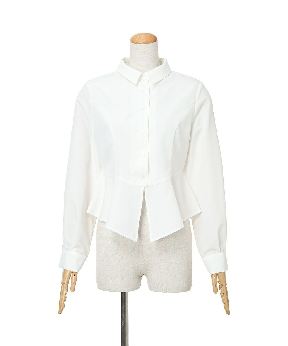 【未使用】14SS ペプラムチェックBL □チェックネクタイ付きペプラムシャツ/an another angelus