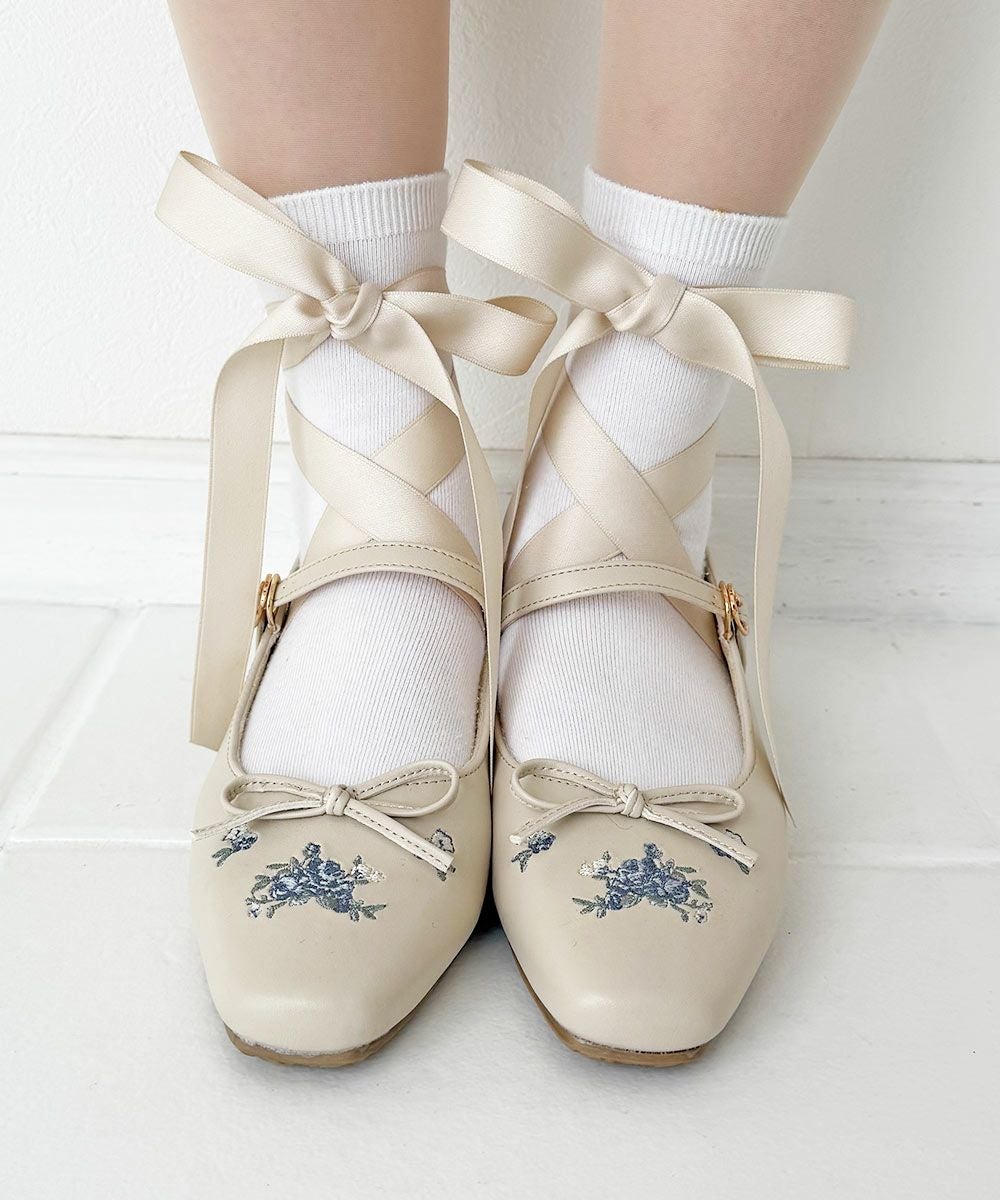 リボン付き小花刺繍バレエパンプス/F i.n.t [57AA01c002] | F i.n.t