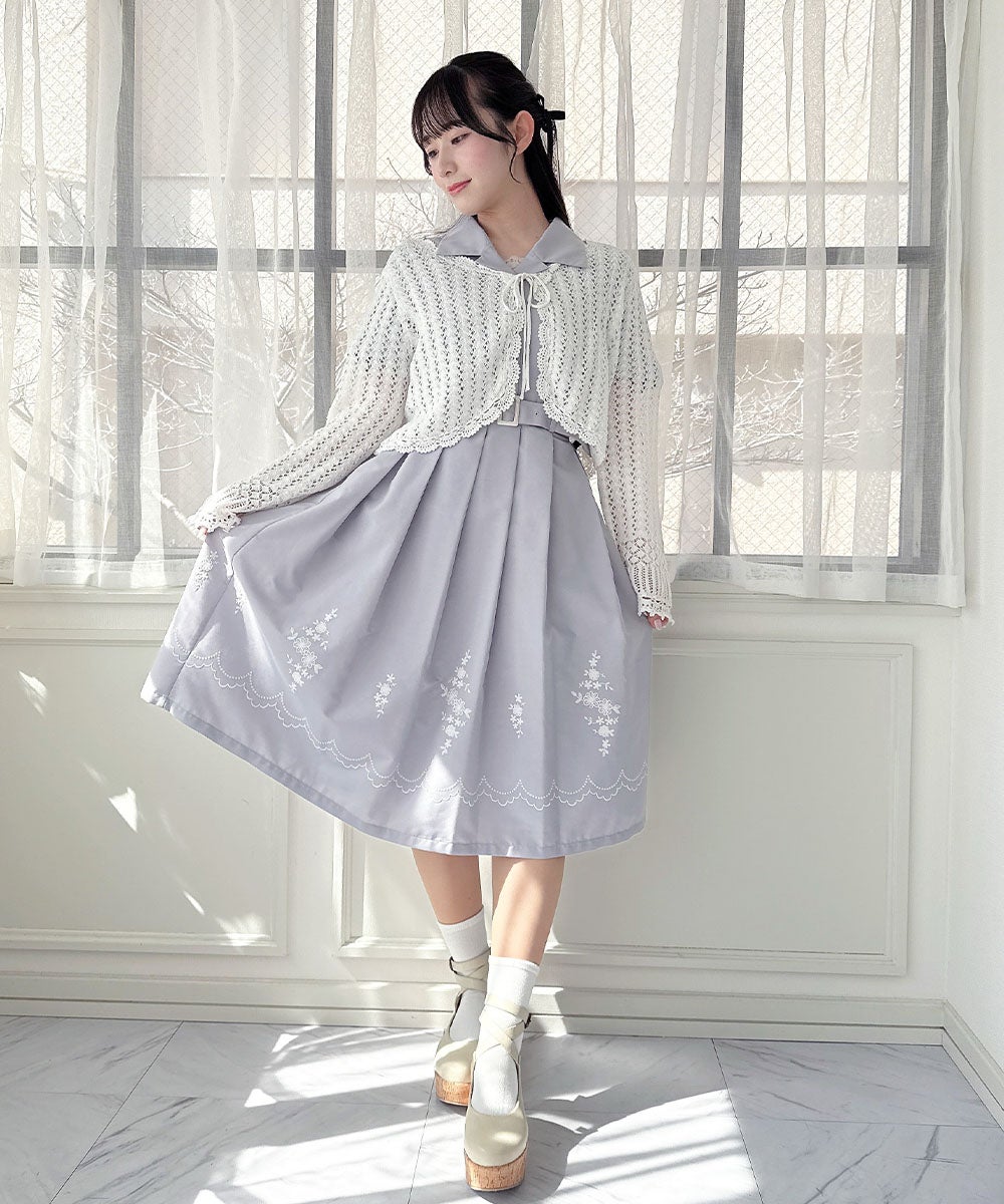レースボーリングシャツワンピース 半袖ワンピース レディース F フロントジップボーリングシャツワンピース[品番：MKSW0029607