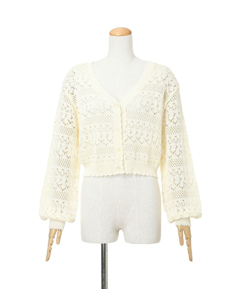 フラワー釦透かし編みニットカーディガン/F i.n.t [57AJ04j001] | F