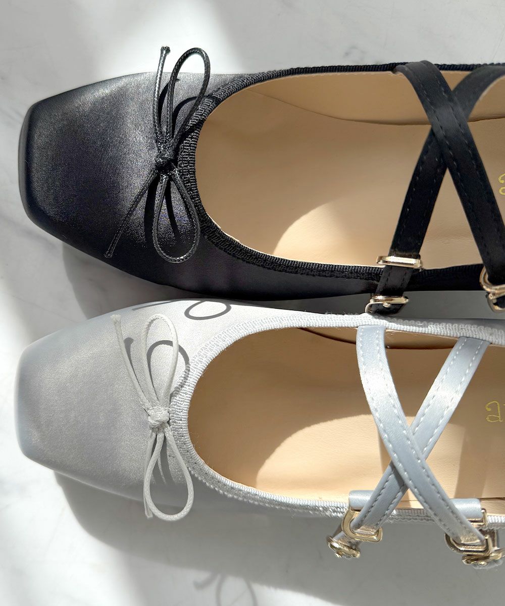 クロスストラップサテンバレエパンプス/an another angelus クロスストラップサテンバレエパンプス/an another angelus
