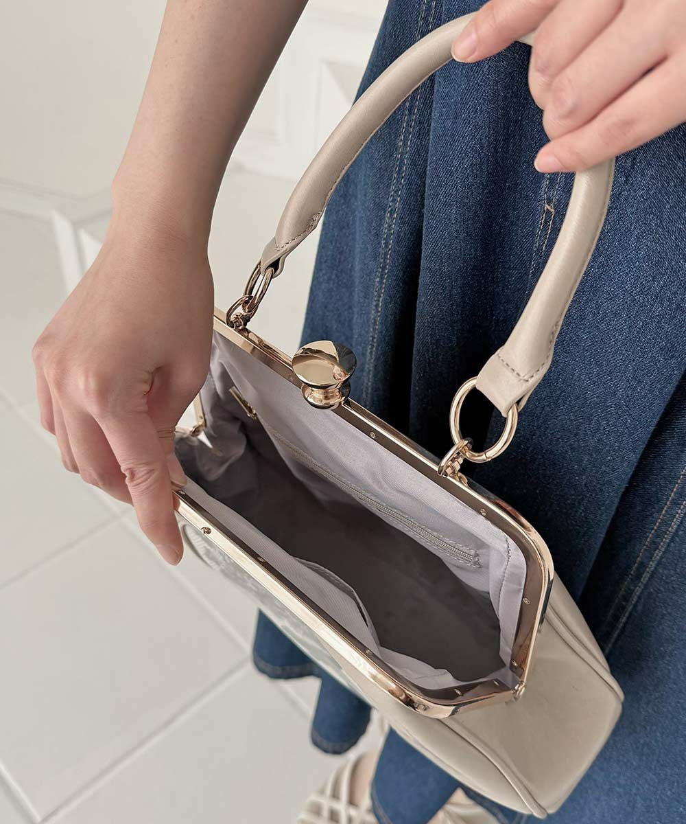 フレームスミレ刺繍がま口バッグ/an another angelus [57BC05a001] | F