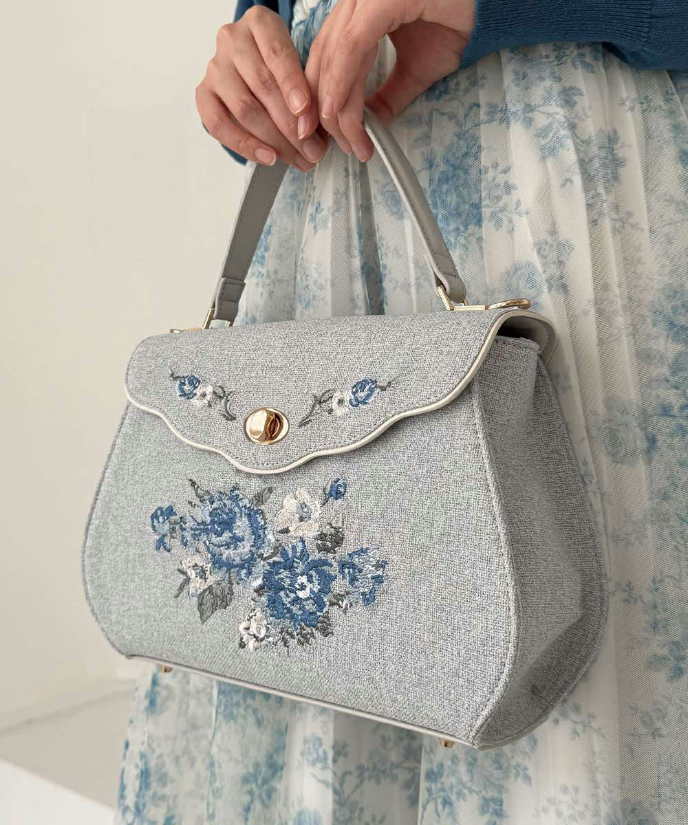 ローズ刺繍フラップハンドバッグ/an another angelus [57BC05a002] | F