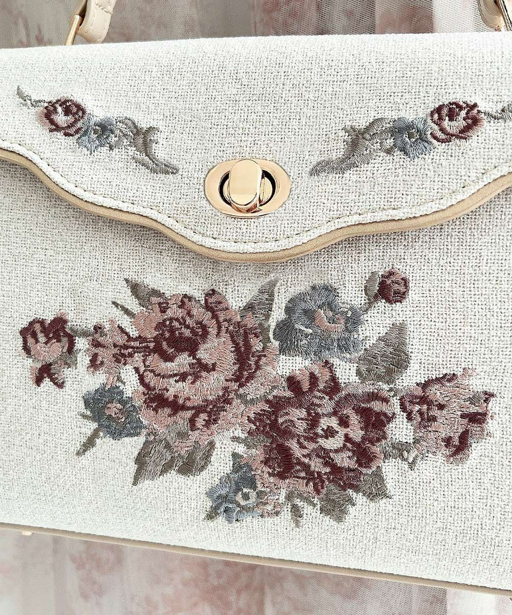 ローズ刺繍フラップハンドバッグ/an another angelus [57BC05a002] | F