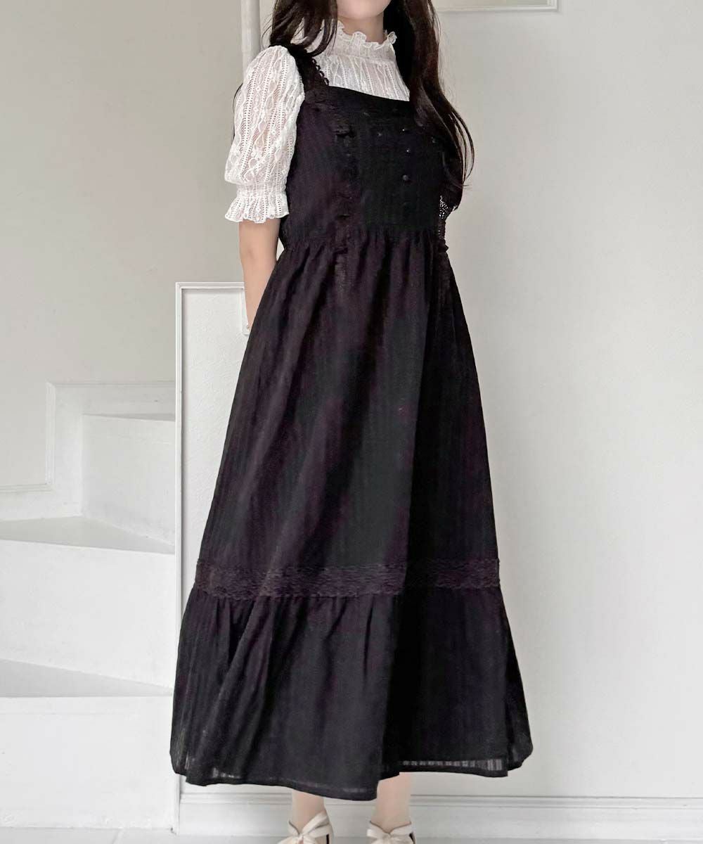 black / 157cm / レーストップスとのレイヤード