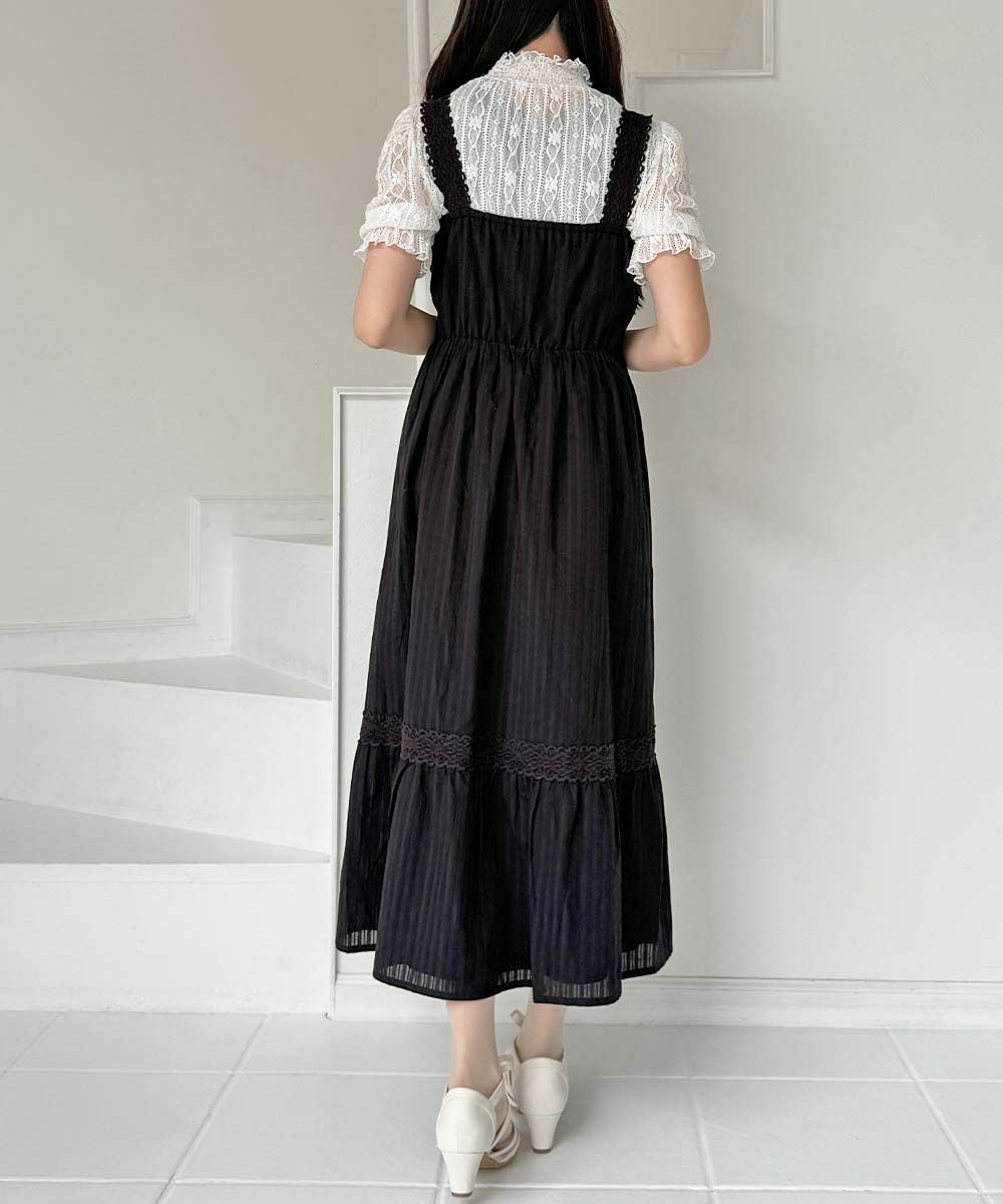 black / 157cm / レーストップスとのレイヤード